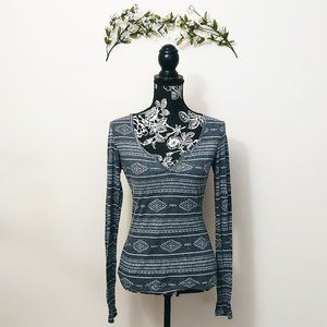 Pacsun Boho Gray V Neck Long Sleeve